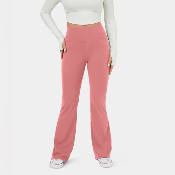 High Waisted Pink Yoga Pants with Back Pockets - Picture 3 of 6